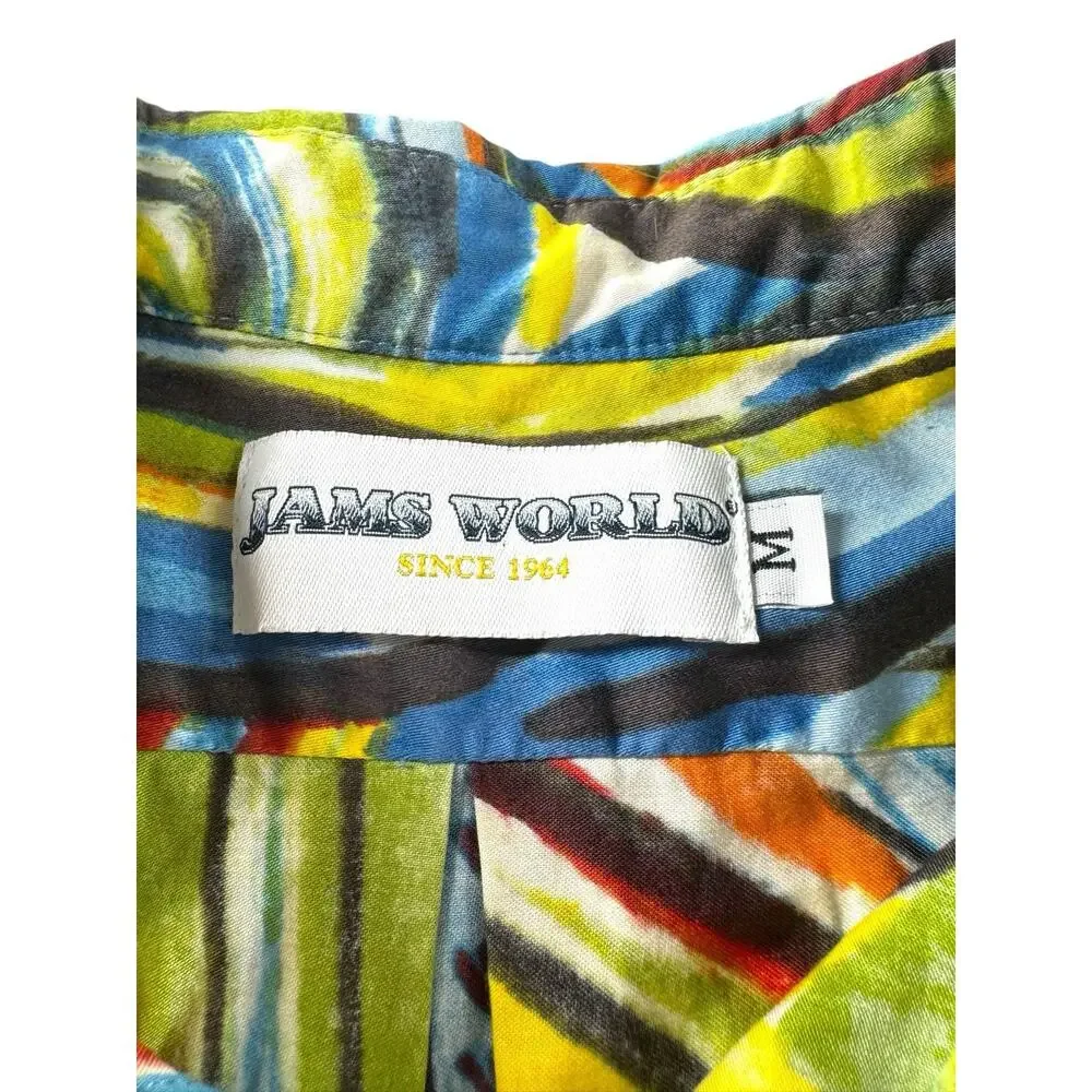 Jams World Shirt Mens M Whirly Pop Hawaiian Surf Aloha Button Up Psychedelic